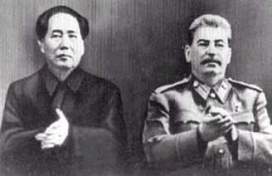 Mao Zedong and Joe Stalin applauding