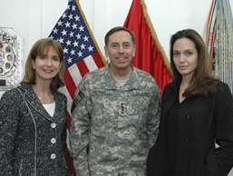 Gen. Patraeus, flags and Angelina Jolie